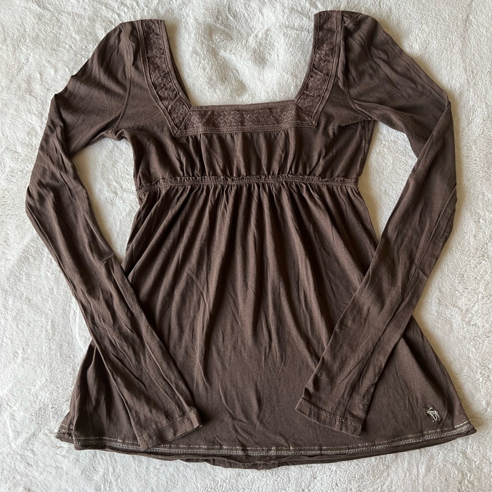 brown y2k babydoll top